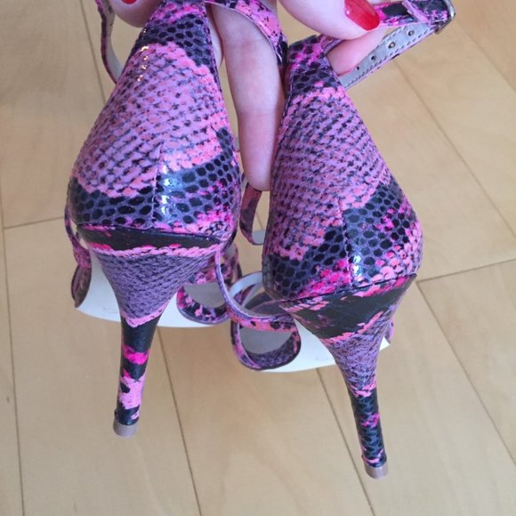 ALDO SNAKE PRINT GENUINE LEATHER PINK SEXY SANDALS, SZ.7 - Picture 4 of 7